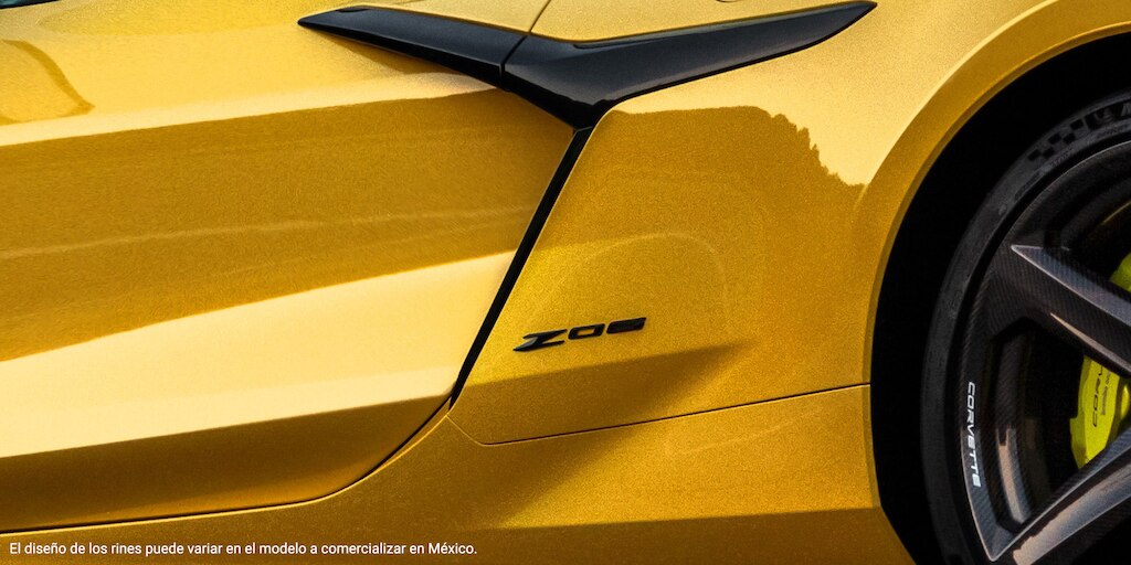 Chevrolet Corvette Z06 2025, con rines de aluminio forjado, delanteros 20" y traseros 21 pulgadas - vista lateral