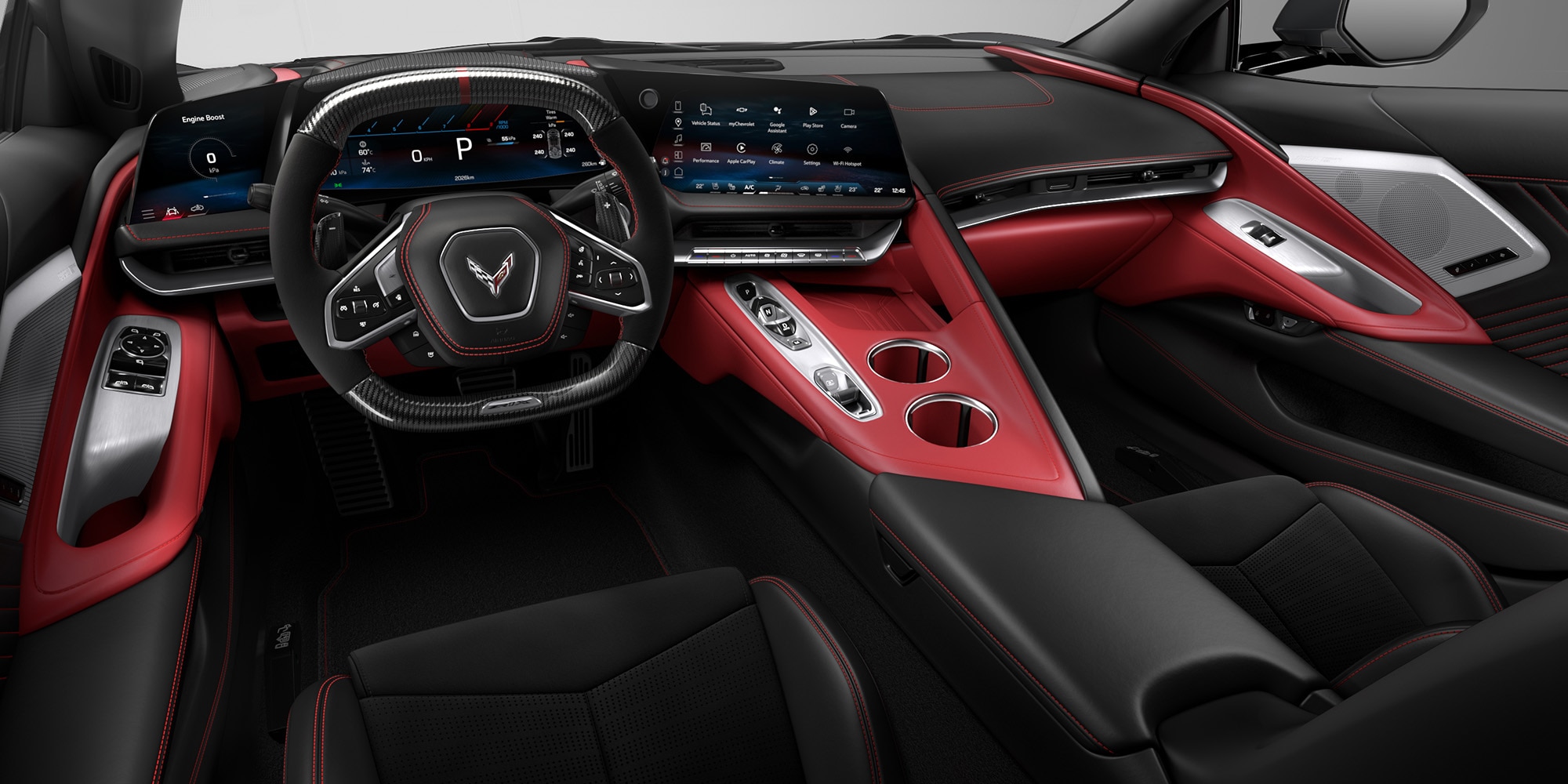 Interior del Corvette ZR1X en combinación Adrenaline Red